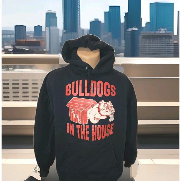 Vintage Fresno Bulldogs FHS Sweatshirt Hoodie Jerzees Size Large - Picture 1 of 8
